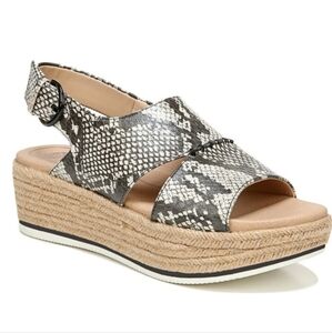 Dr. Scholl's Catch 22 Wedge Espadrille Sandals White Snakeskin Shoes Size 6.5